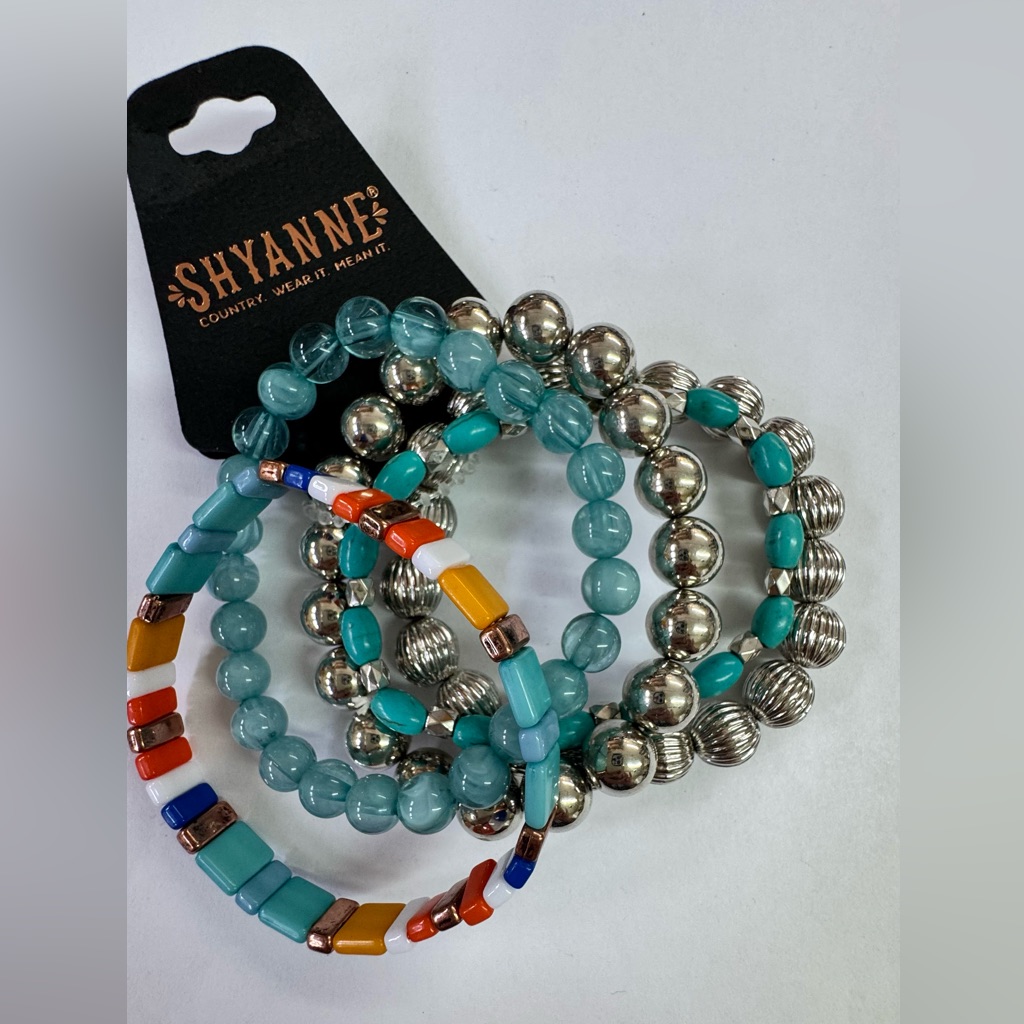 Shyanne Blue And Silver Stretch Bracelet Set 19$